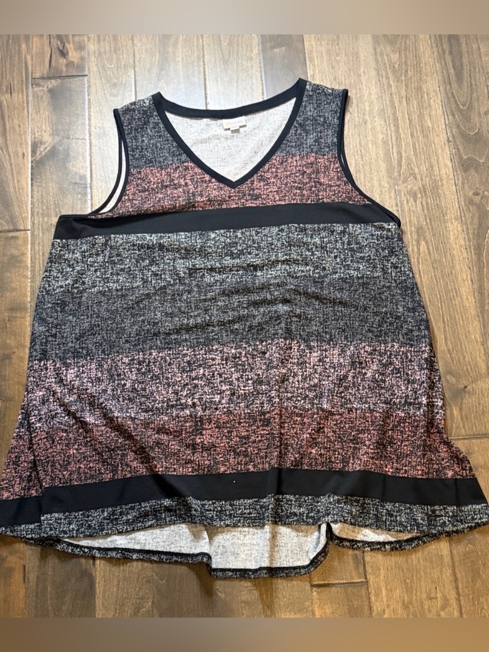 LuLaRoe Perfect Tank 2XL Black Dusty Pink Heathered Swing Tank Top - Picture 3 of 3